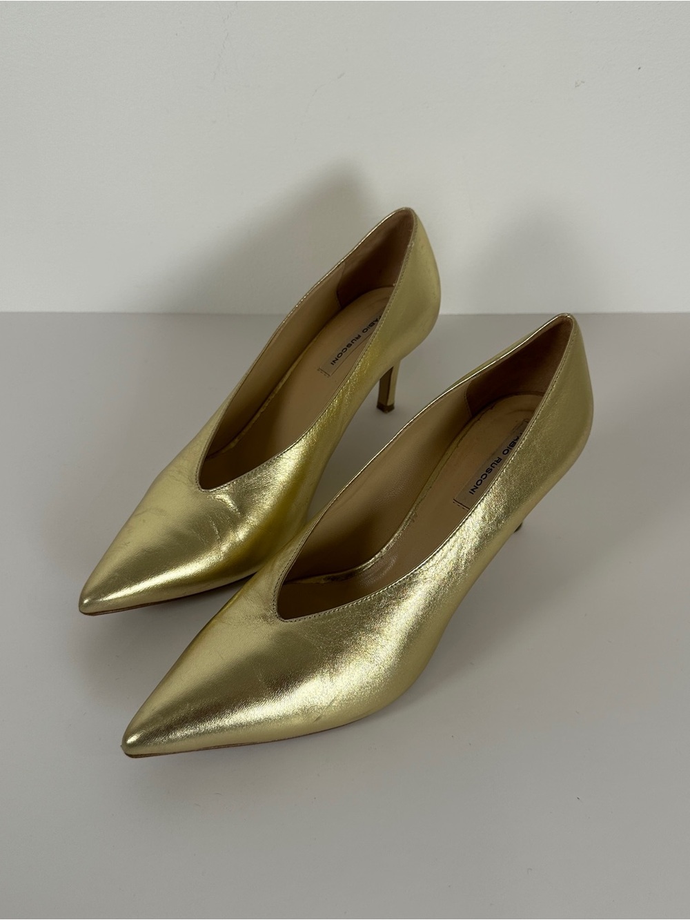 Italian made Gold Metallic Leather Pumps EU 38 Made in Italy